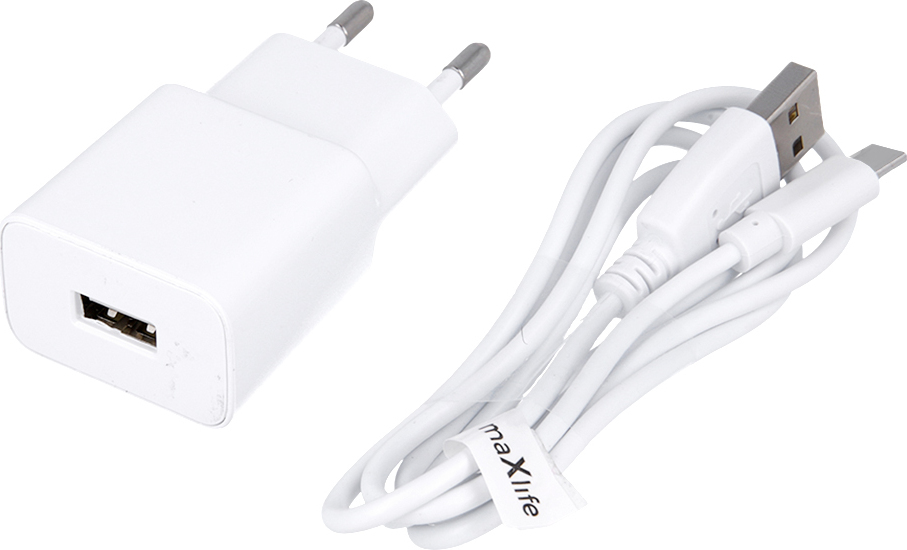 Rychlonabíječka Maxlife MXTC-01 1x USB 2.1A bílá + kabel USB-C