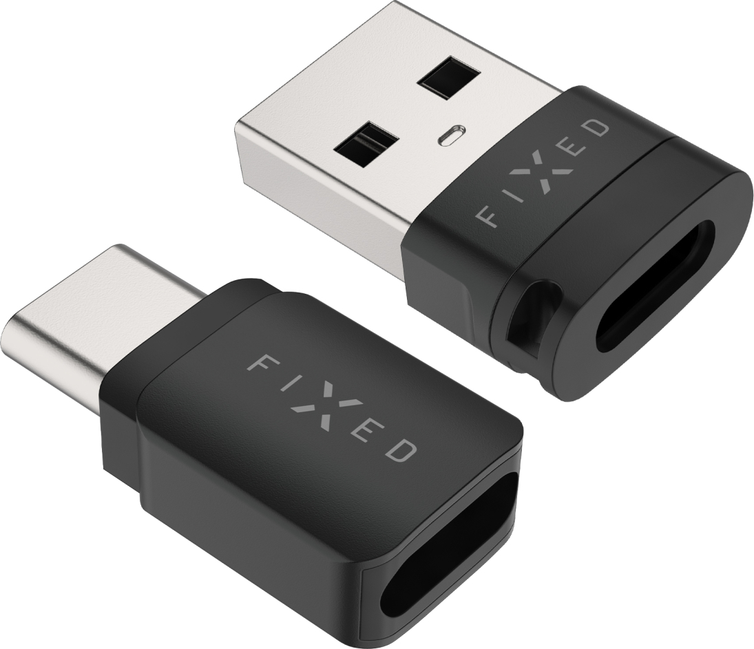 Hliníkový USB-C/C a USB-C/U Data blocker 2in1 FIXED, černý