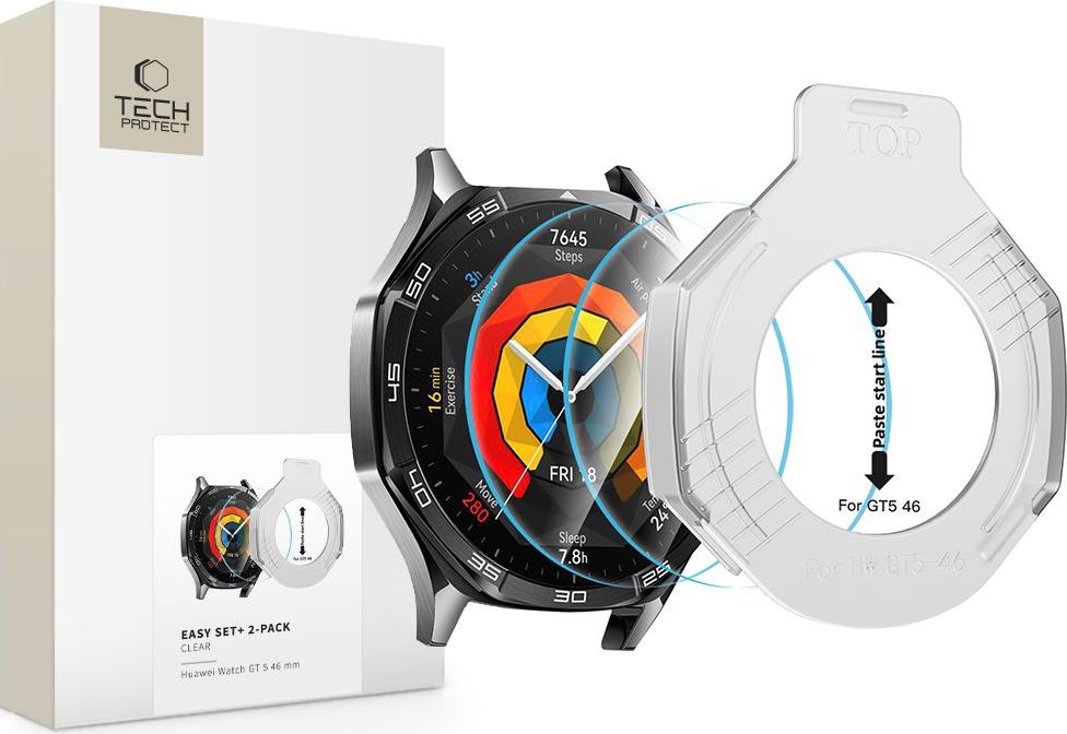 Tvrzené sklo TECH-PROTECT EASY SET+ 2-PACK HUAWEI WATCH GT 5 (46 MM) CLEAR