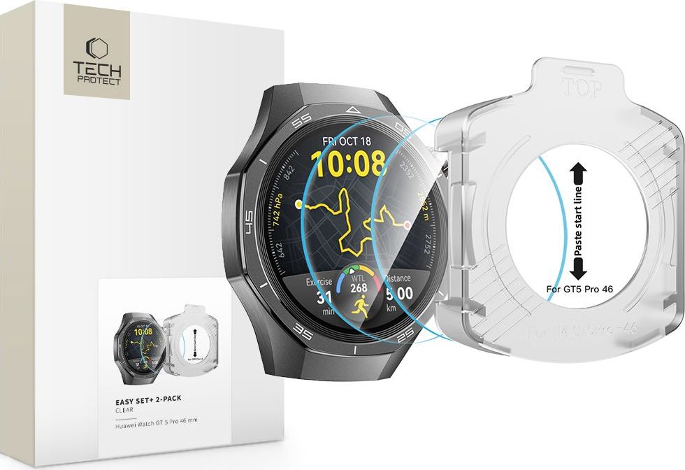 Tvrzené sklo TECH-PROTECT EASY SET+ 2-PACK HUAWEI WATCH GT 5 PRO (46 MM) CLEAR