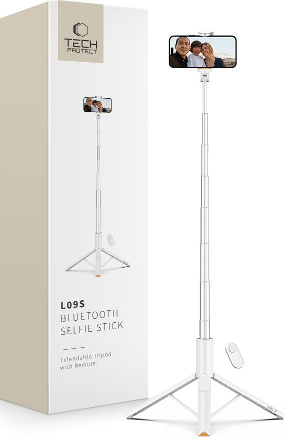 TECH-PROTECT L09S BLUETOOTH SELFIE TYČ TRIPOD BÍLÁ