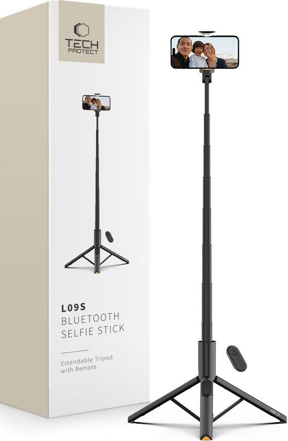 TECH-PROTECT L09S BLUETOOTH SELFIE TYČ TRIPOD ČERNÁ