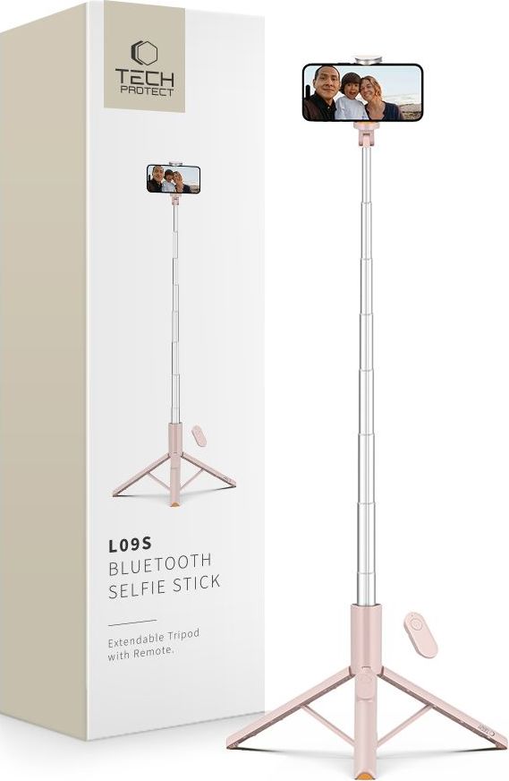 TECH-PROTECT L09S BLUETOOTH SELFIE TYČ TRIPOD RŮŽOVÁ