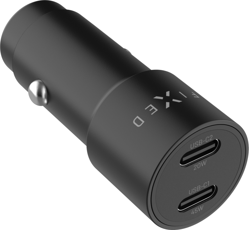 Autonabíječka FIXED s 2xUSB-C výstupem, podpora PD 3.0, 65W, černá