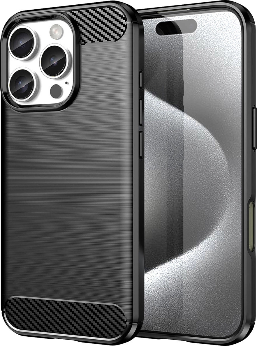 Silikonový kryt Carbon pro iPhone 16 Pro Max - černý