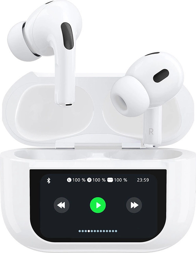 Bezdrátová sluchátka Dudao U19 do uší TWS s Bluetooth 5.3 a LED displejem - bílá