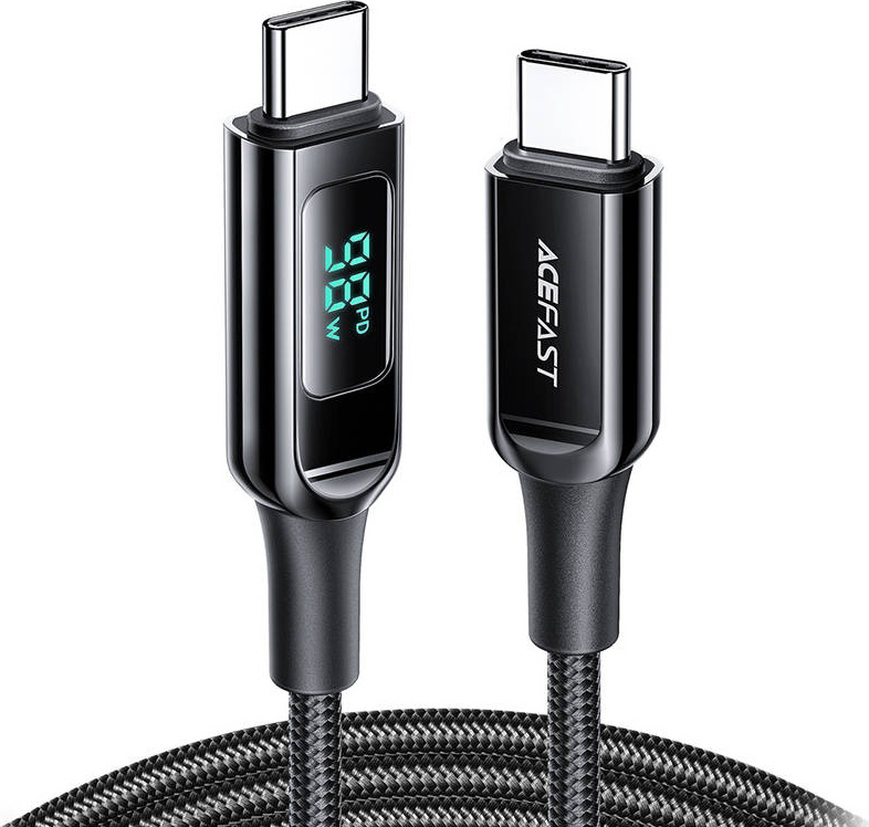 Kabel USB-C na USB-C Acefast C6-03 s displejem, 100 W, 2 m (černý)