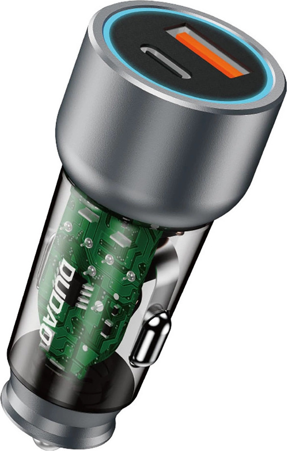 Dudao R4T 25W USB-A / USB-C nabíječka do auta - šedá