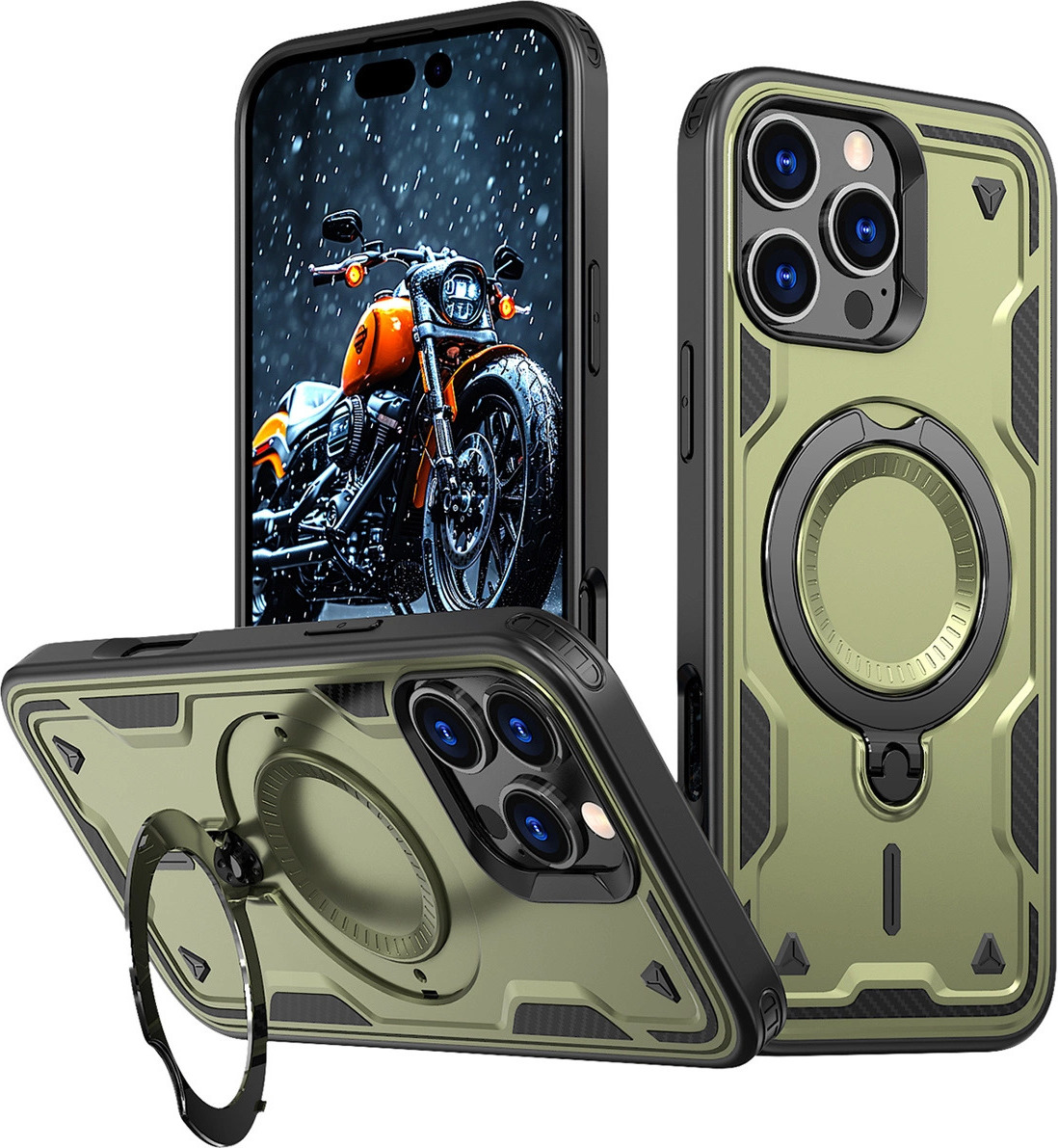 Hybrid Armor Trendy kryt s MagSafe pro iPhone 16 Pro – zelený