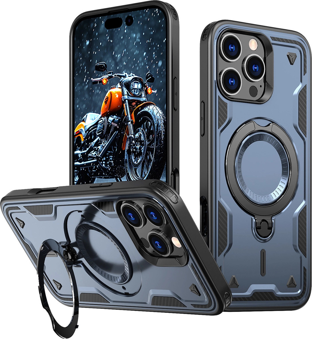 Hybrid Armor Trendy kryt s MagSafe pro iPhone 16 Pro Max - modrý