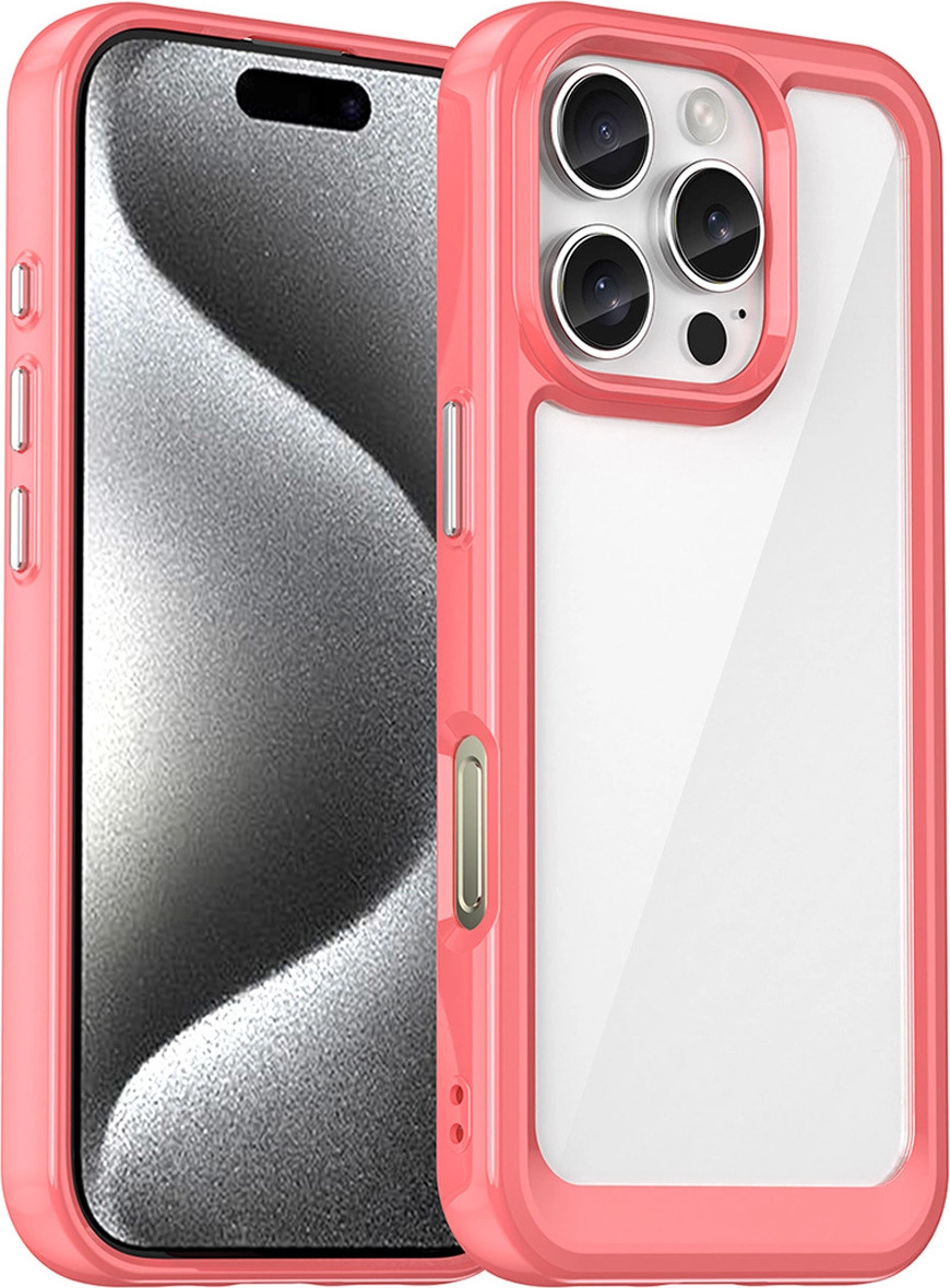 Kryt Outer Space s gelovým rámečkem pro iPhone 16 Pro Max - červený