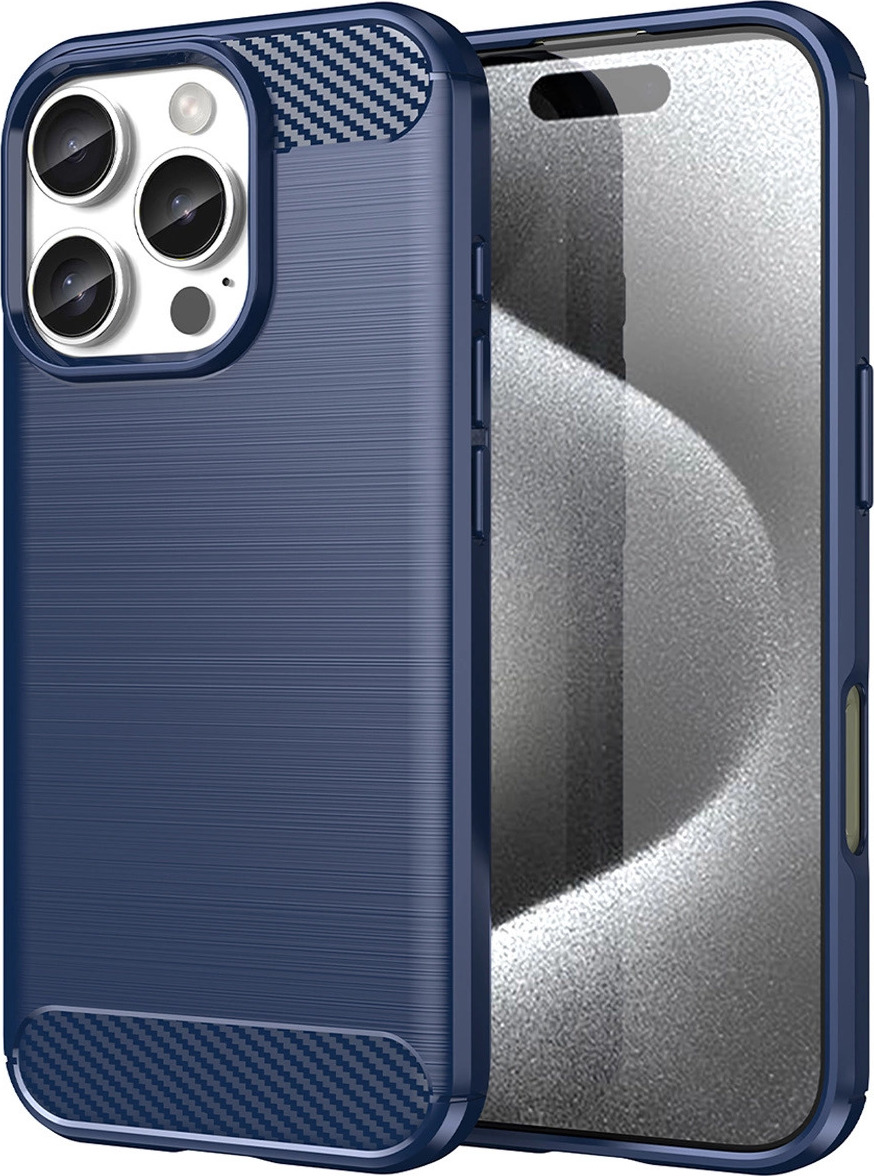 Silikonový kryt Carbon pro iPhone 16 Pro Max - modrý