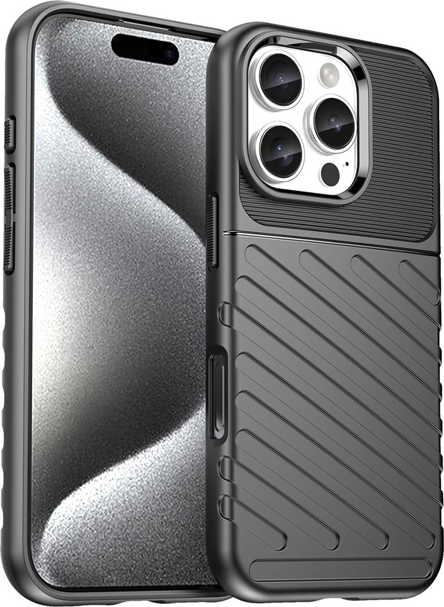 Silikonový kryt Thunder pro iPhone 16 Pro Max - černý