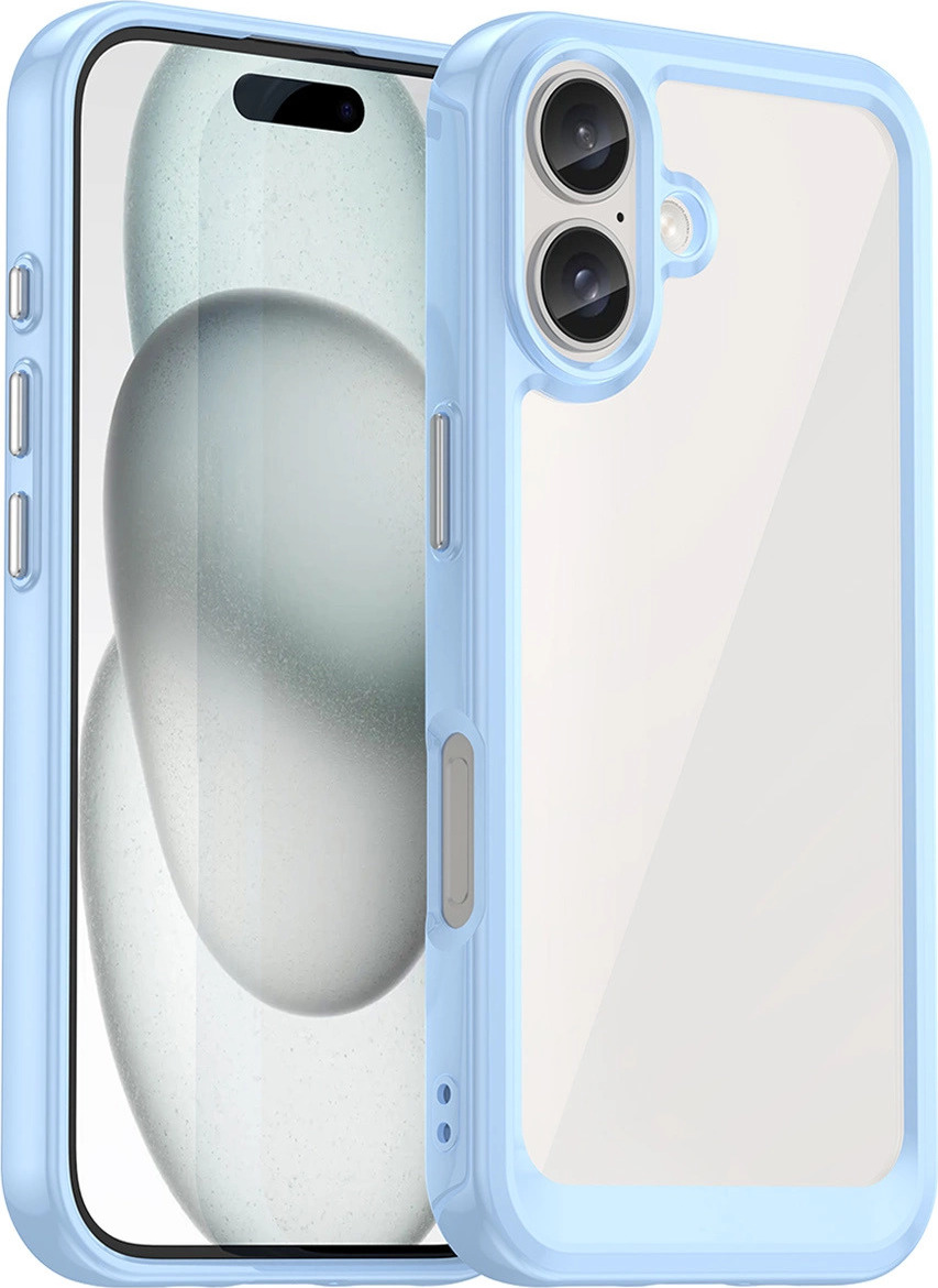 Kryt Outer Space s gelovým rámečkem pro iPhone 16 - modrý