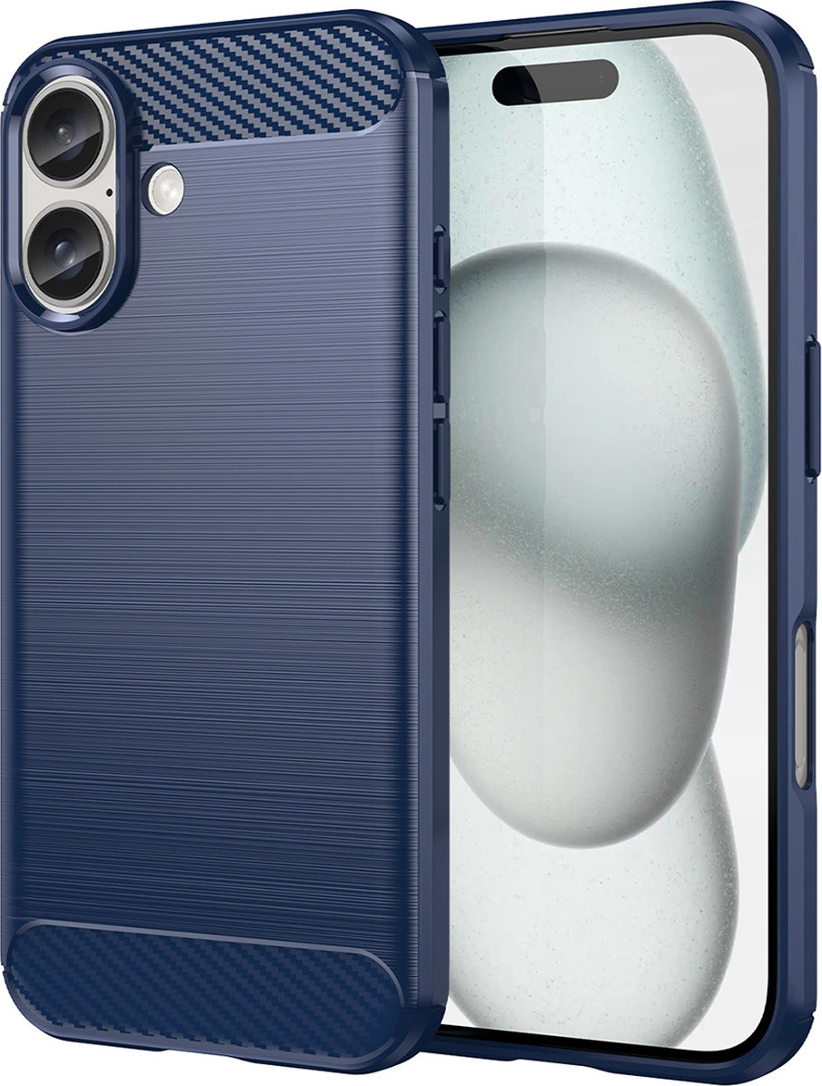 Silikonový kryt Carbon pro iPhone 16 - modrý
