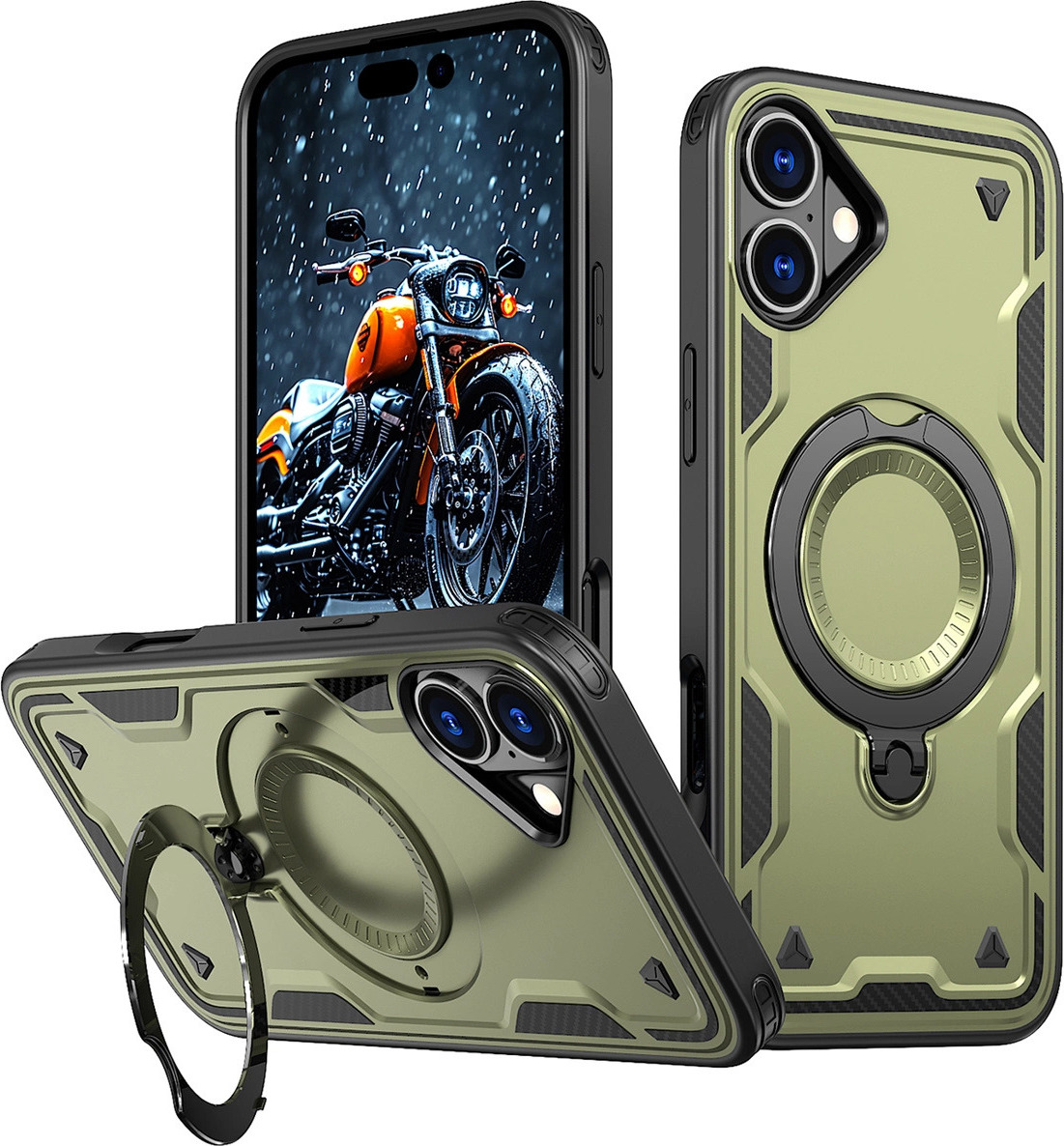 Hybrid Armor Trendy kryt s MagSafe pro iPhone 16 Plus - zelený
