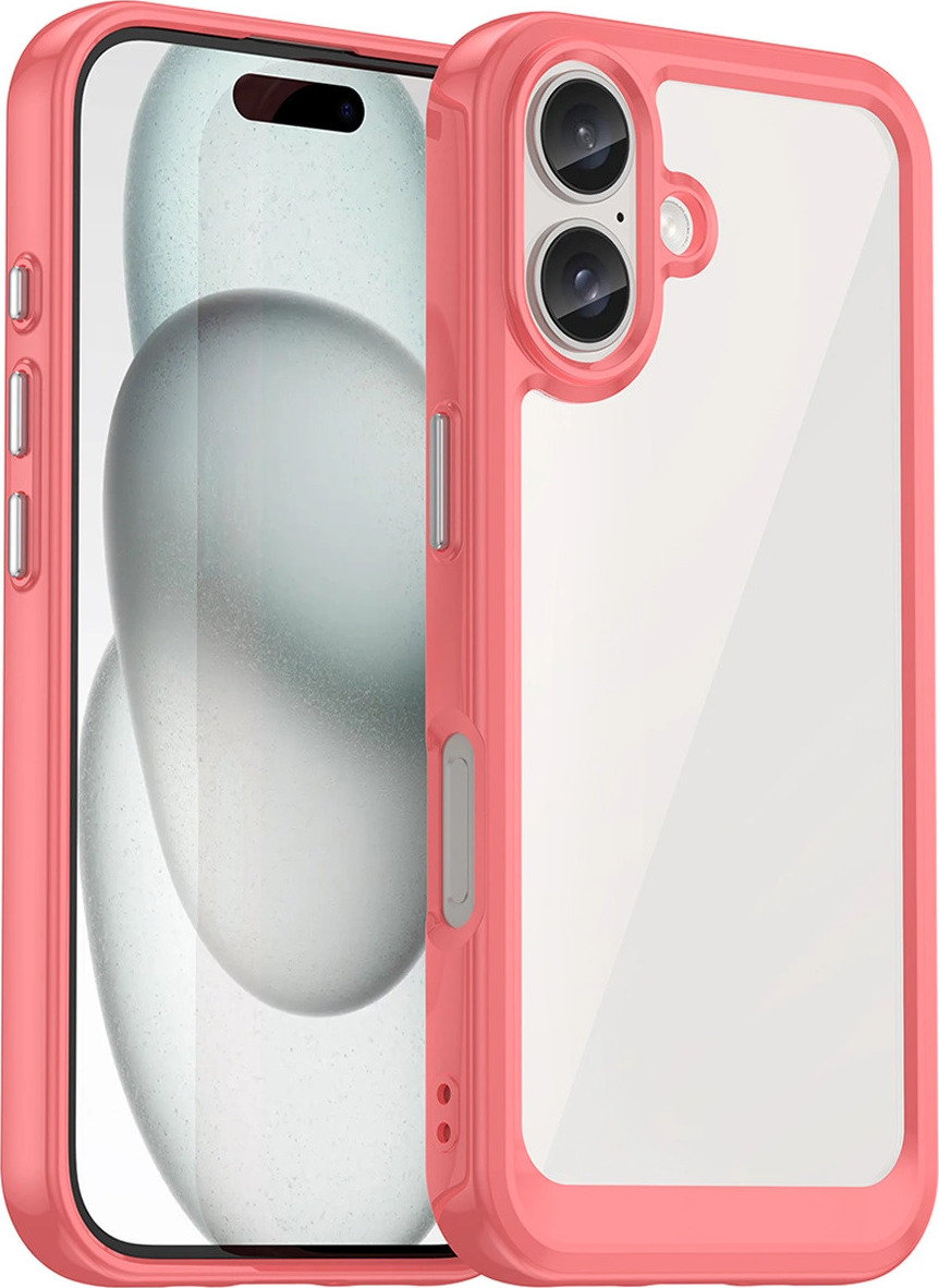 Kryt Outer Space s gelovým rámečkem pro iPhone 16 Plus - červený
