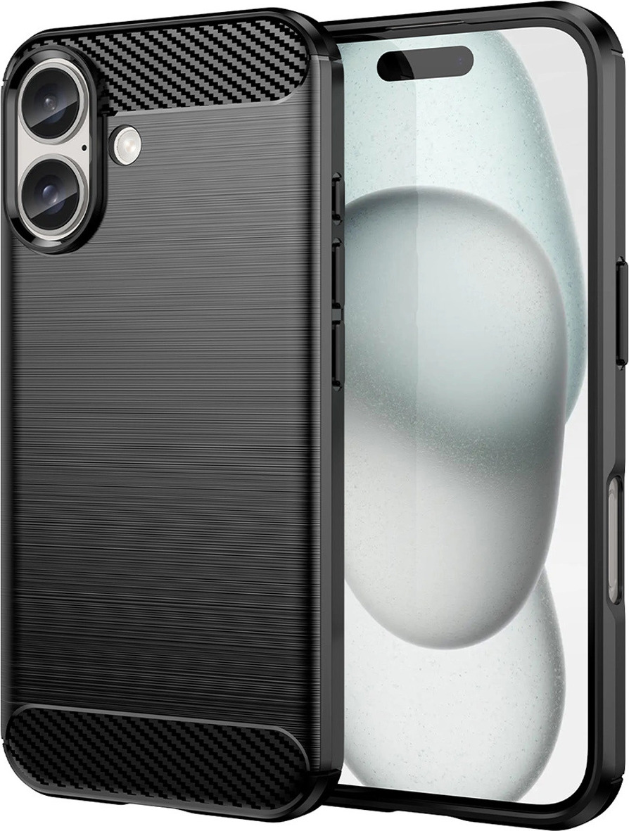 Silikonový kryt Carbon pro iPhone 16 Plus - černý
