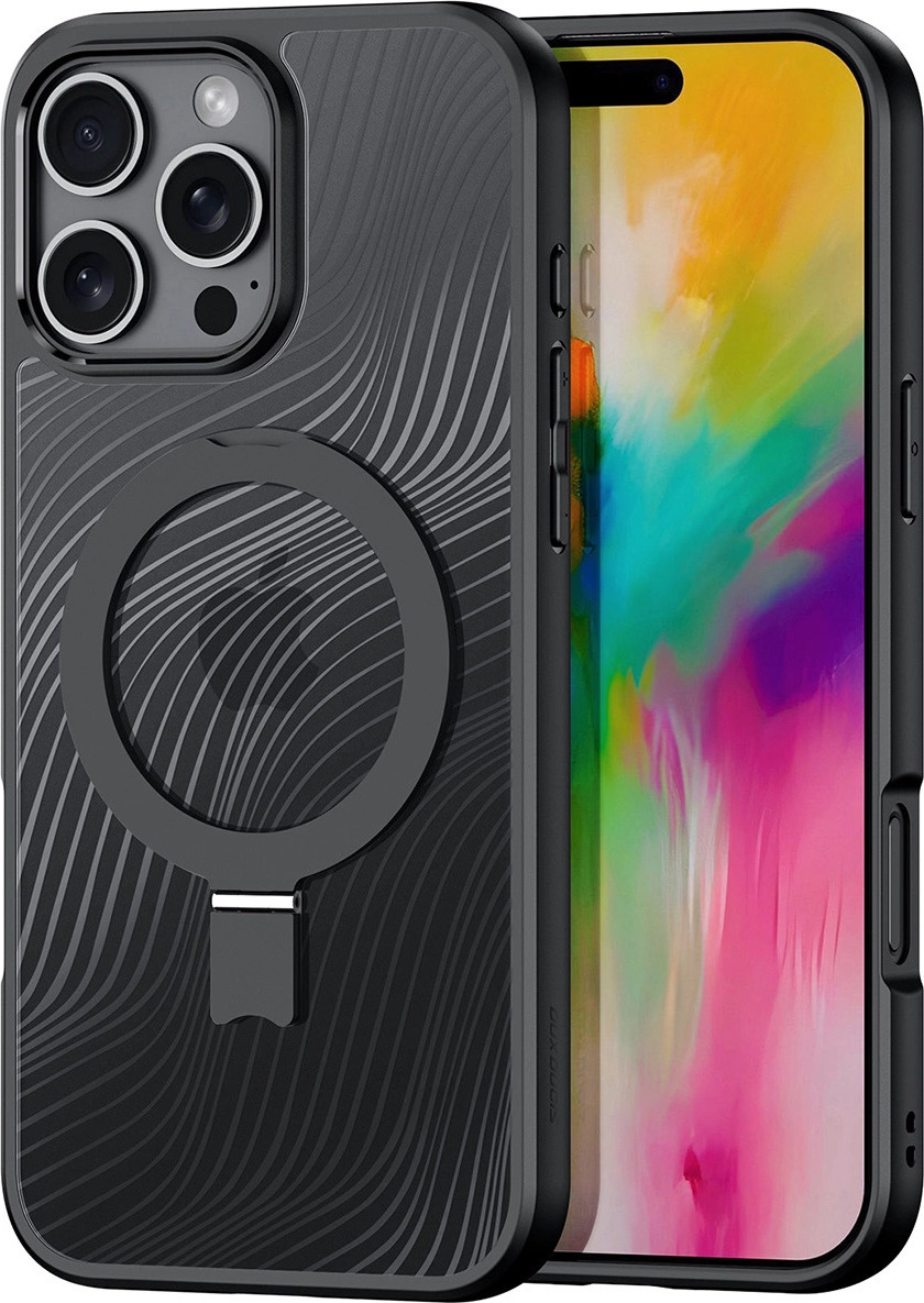 Pouzdro Dux Ducis Aimo Mag s MagSafe a stojánkem pro iPhone 16 Pro - černé