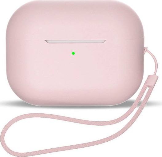 Silikonové pouzdro na AirPods 1 / AirPods 2 + poutko na zápěstí - růžové