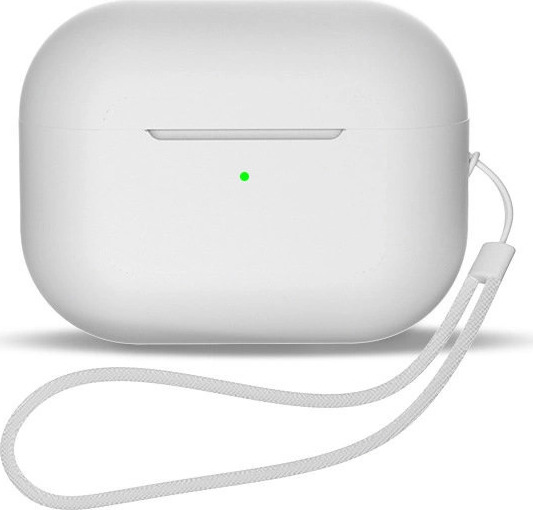 Silikonové pouzdro pro AirPods 1 / AirPods 2 + poutko na zápěstí - bílé