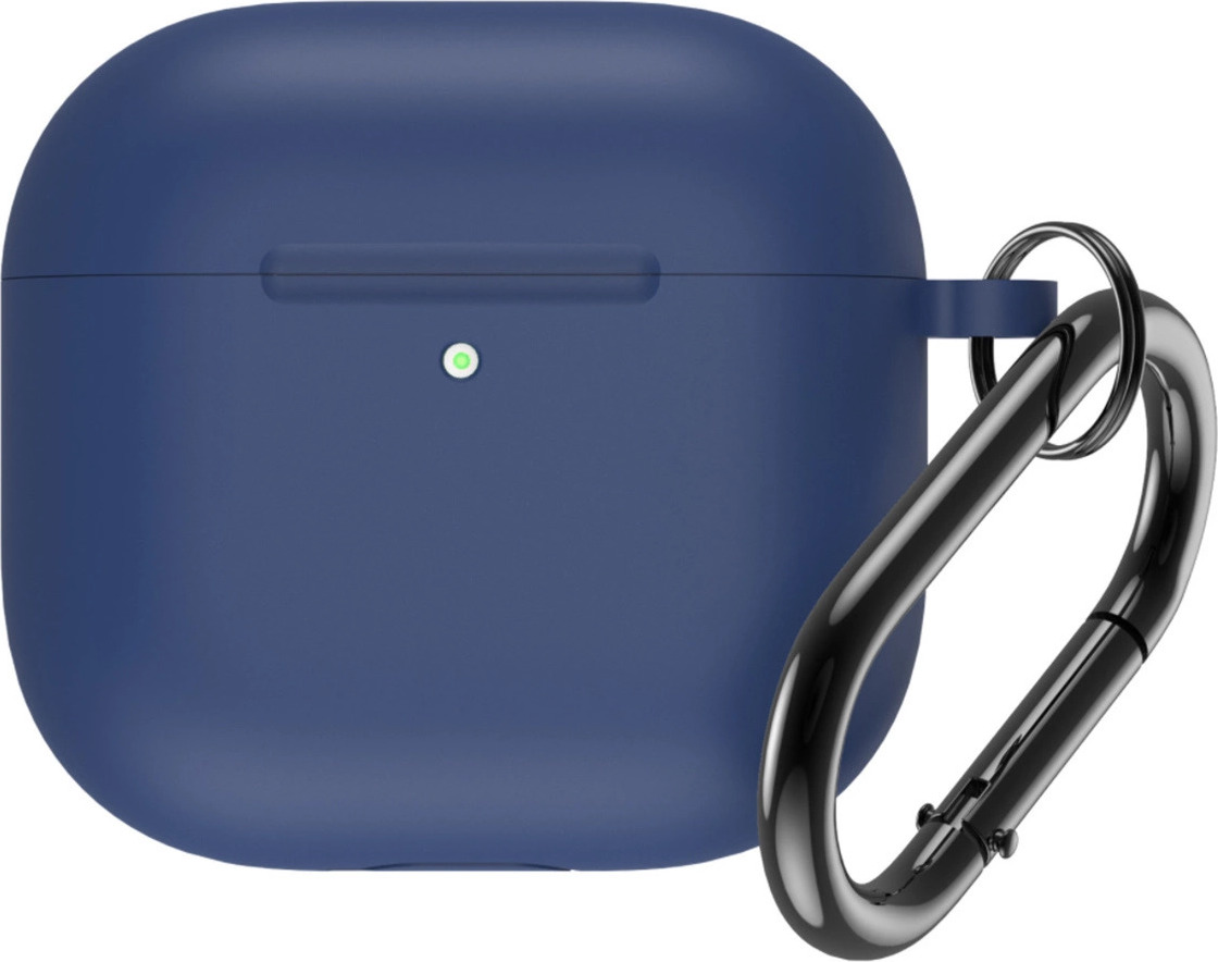 Silikonové pouzdro pro Airpods 4 s karabinou - modré