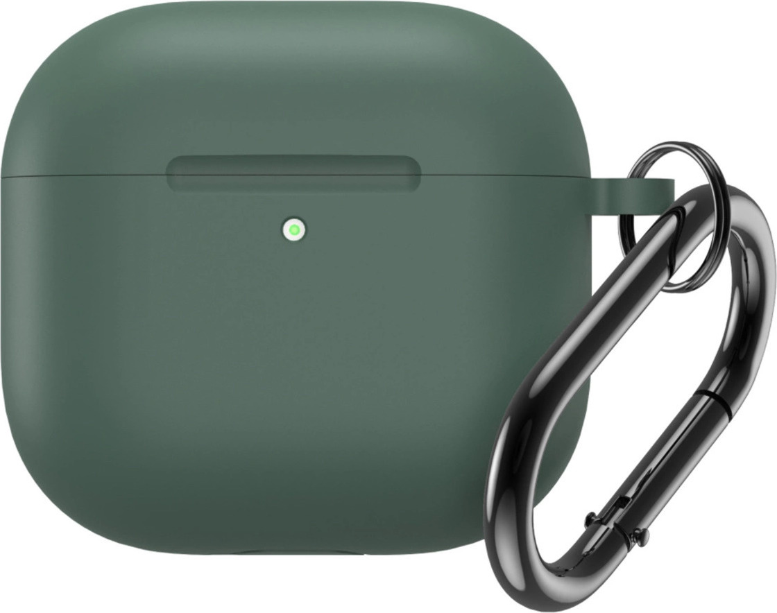 Silikonové pouzdro pro Airpods 4 s karabinou - zelené