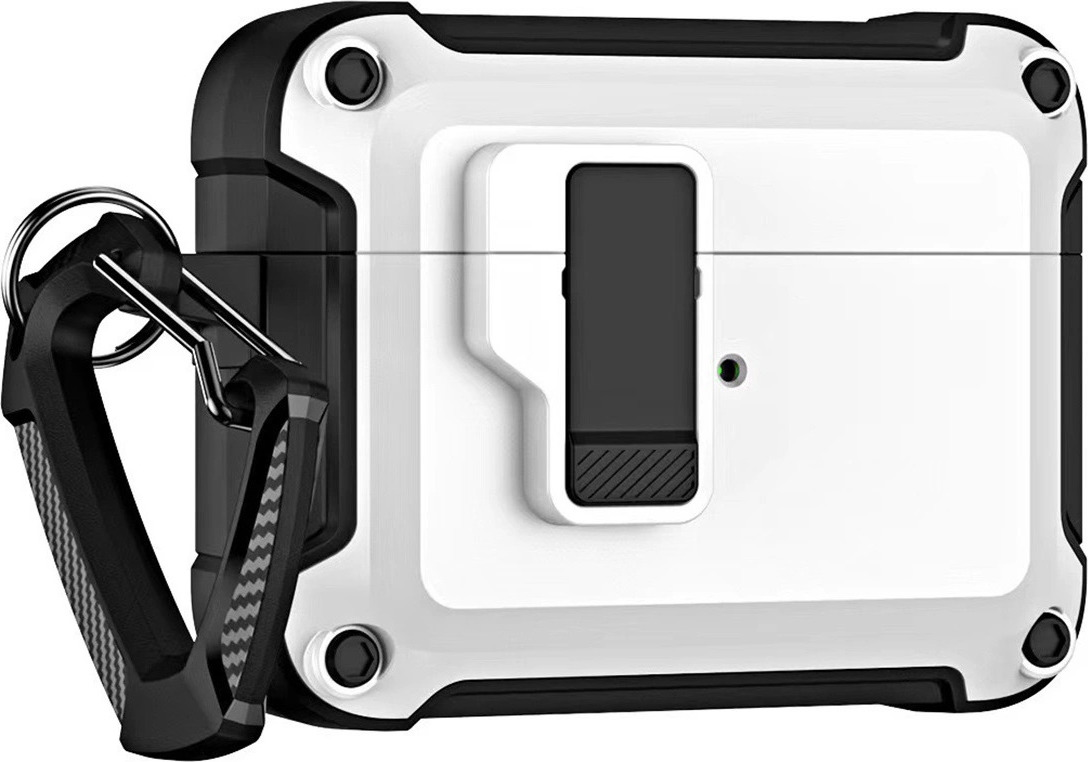 Pouzdro Armor pro Airpods 4 Pro s karabinou – bílé