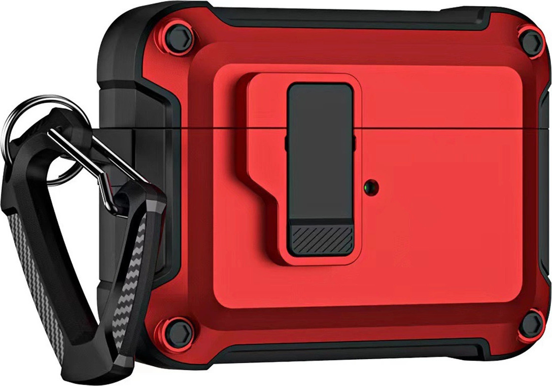 Pouzdro Armor s karabinou na Airpods 4 Pro – červené