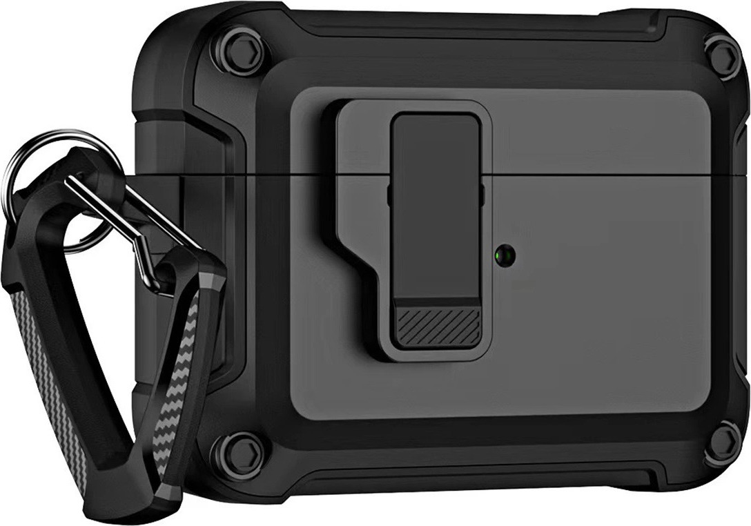 Pouzdro Armor pro Airpods 4 Pro s karabinou – černé