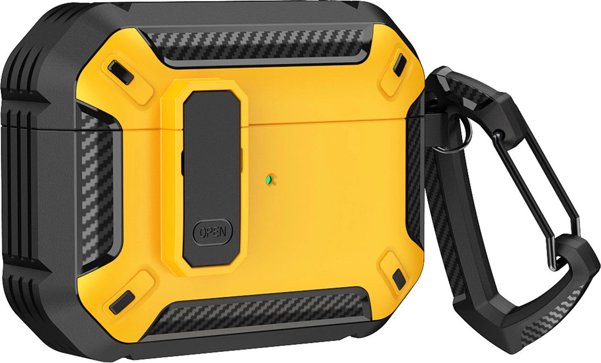 Pouzdro Armor pro Airpods 4 s karabinou - žluté
