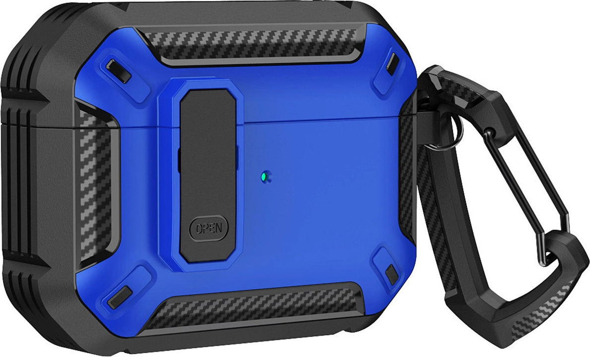 Pouzdro Armor pro Airpods 4 s karabinou - modré