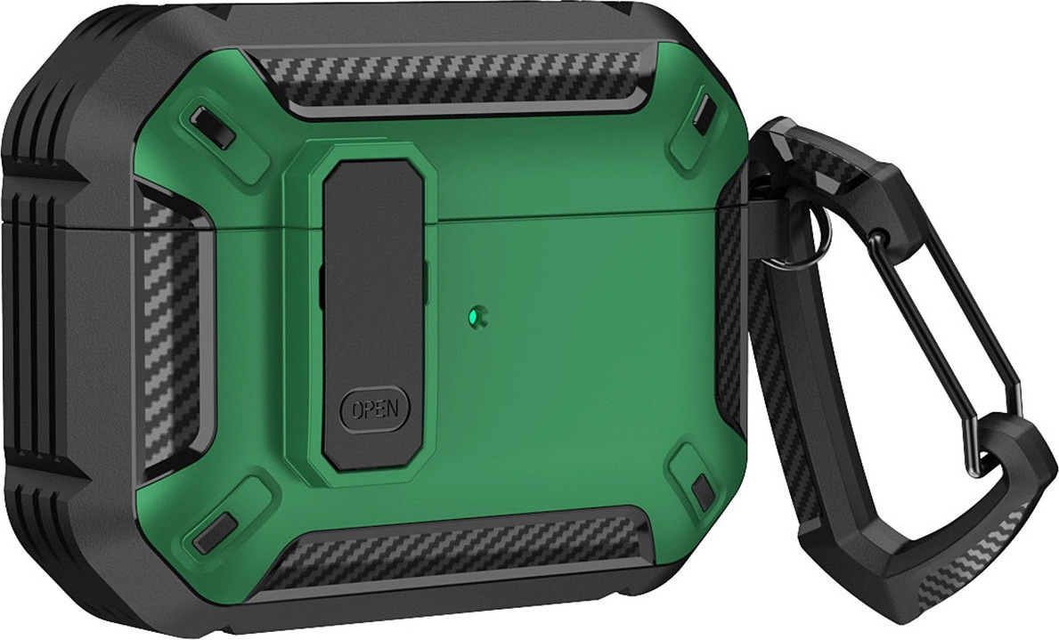 Pouzdro Armor s karabinou na Airpods 4 – zelené