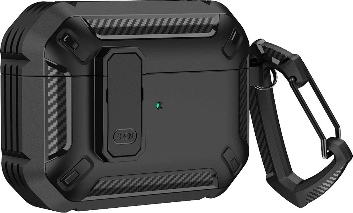 Pouzdro Armor pro Airpods 4 s karabinou - černé