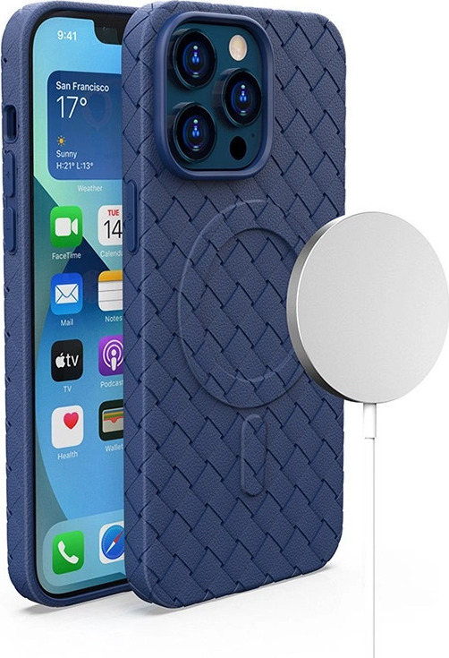 Woven kryt MagSafe pro iPhone 15 Pro Max - tmavě modrý