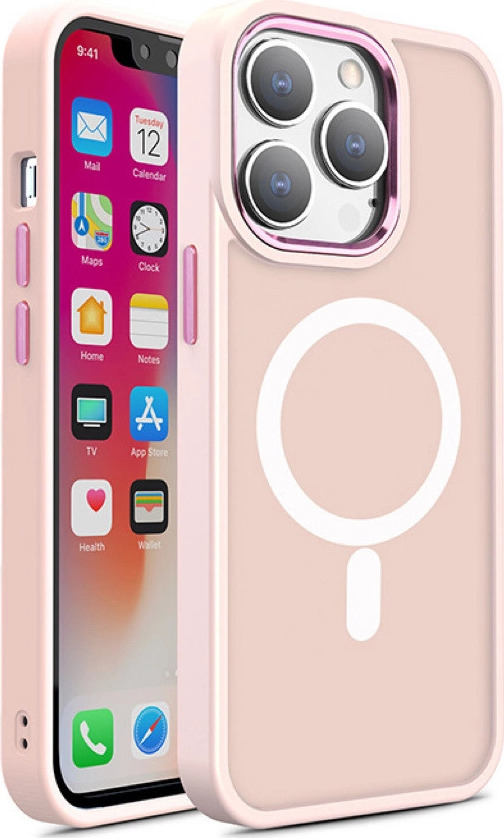 Magnetický barevný matný kryt pro iPhone 15 Pro Max - růžový