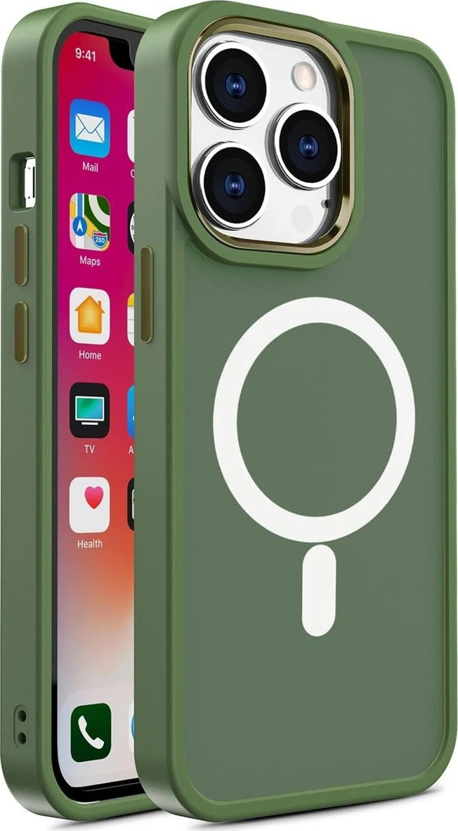 Magnetický barevný matný kryt pro iPhone 15 Pro Max - zelený