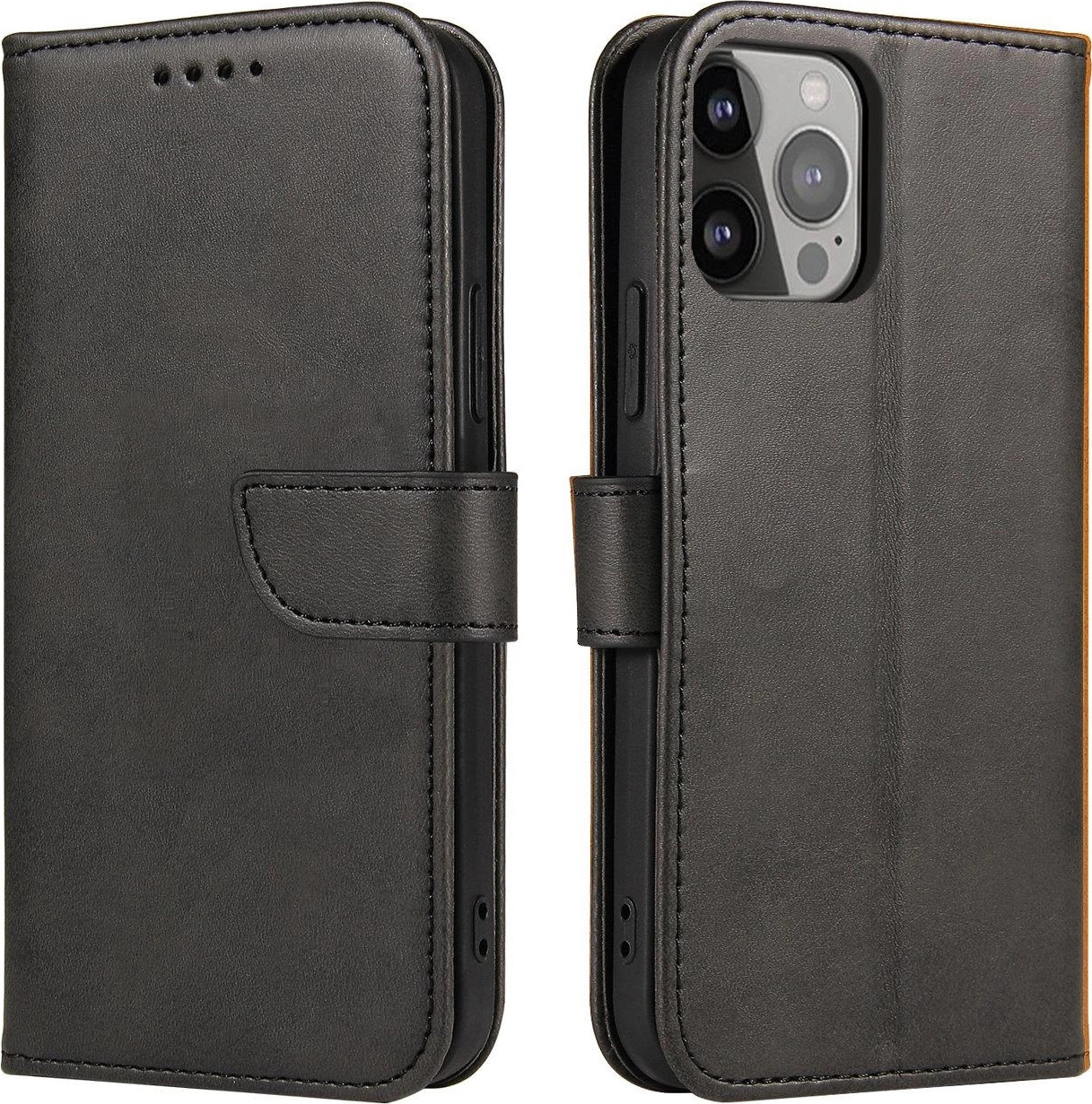 Magnetický kryt s výklopným krytem pro iPhone 16e - černý