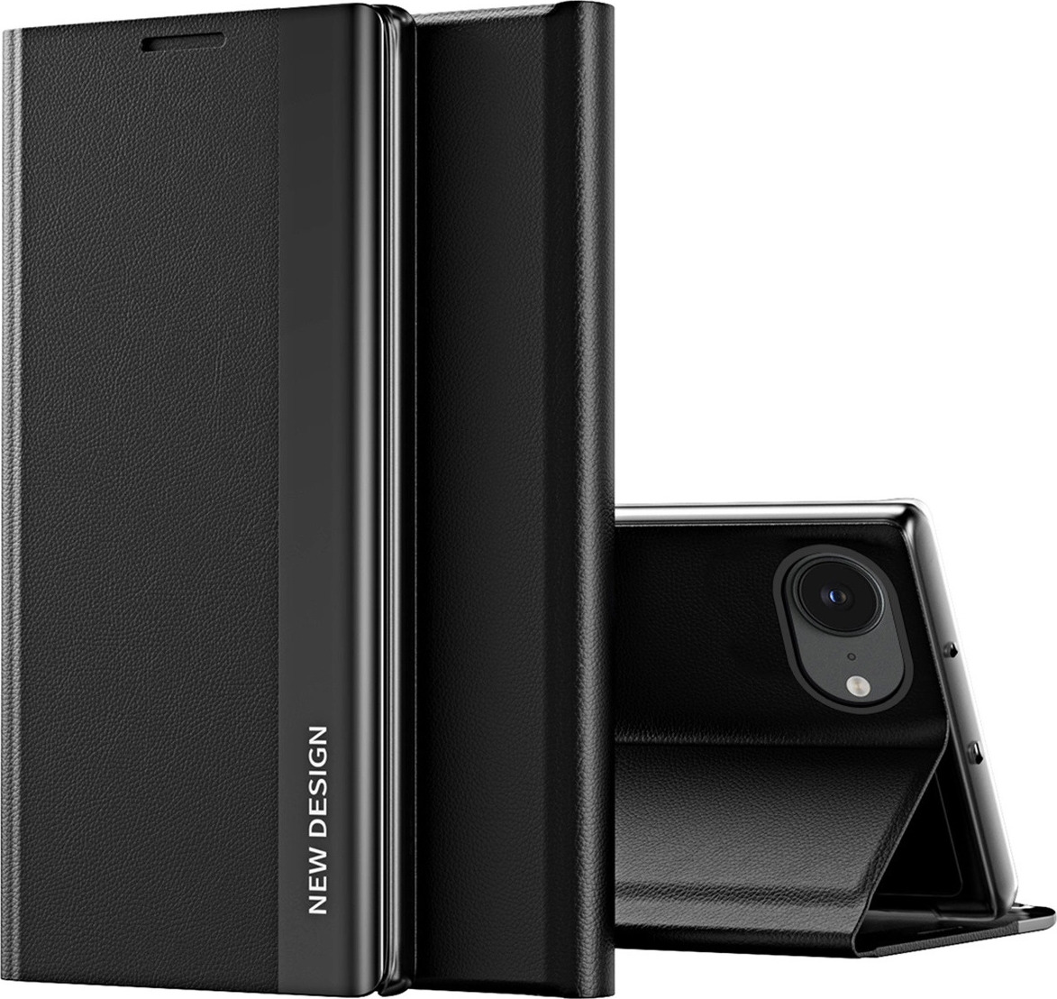 Pouzdro Sleep Case Pro pro iPhone 16e s výklopným krytem a stojánkem - černé