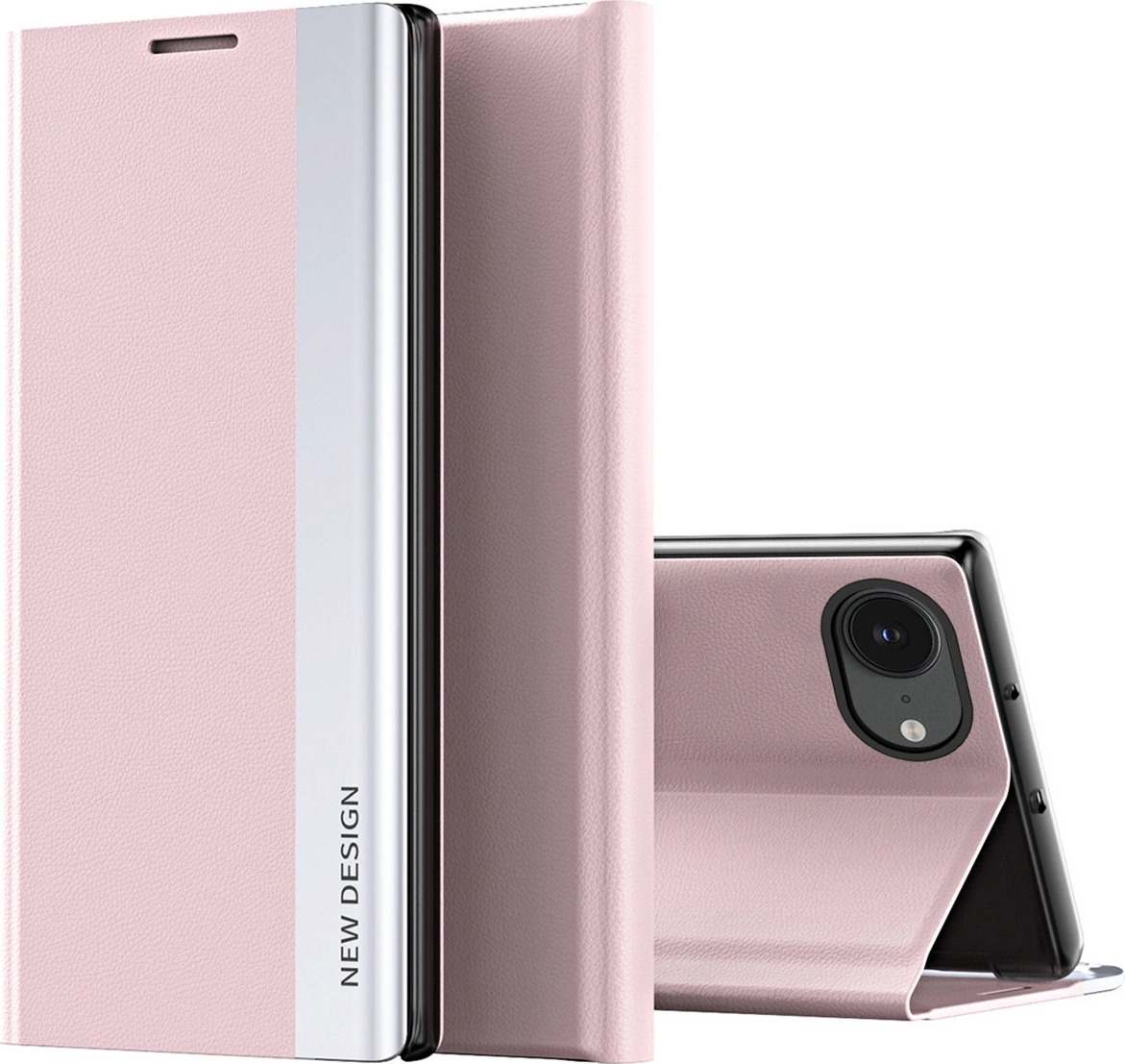 Pouzdro Sleep Case Pro pro iPhone 16e s klopou a stojánkem - růžové