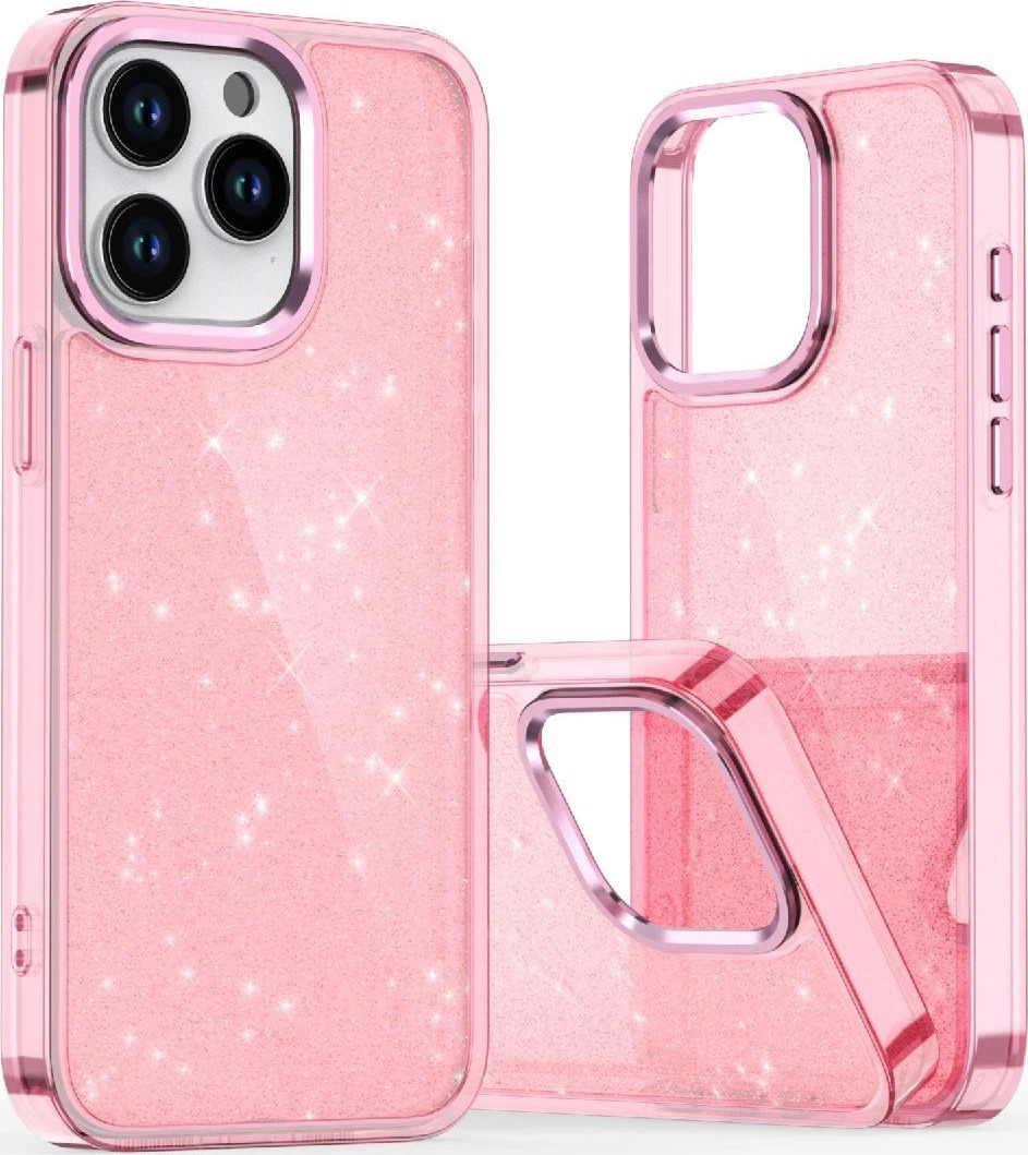 Třpytivý kryt pro iPhone 16e - růžový