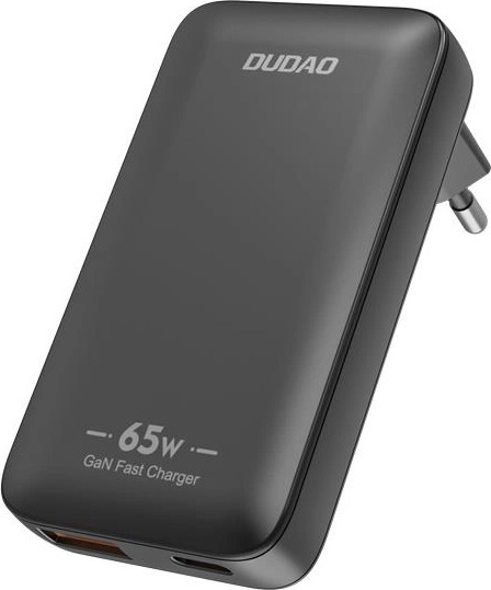 GaN Dudao A65Q 65W USB-A / USB-C PD ultratenká cestovní nabíječka do zásuvky EU / US - černá