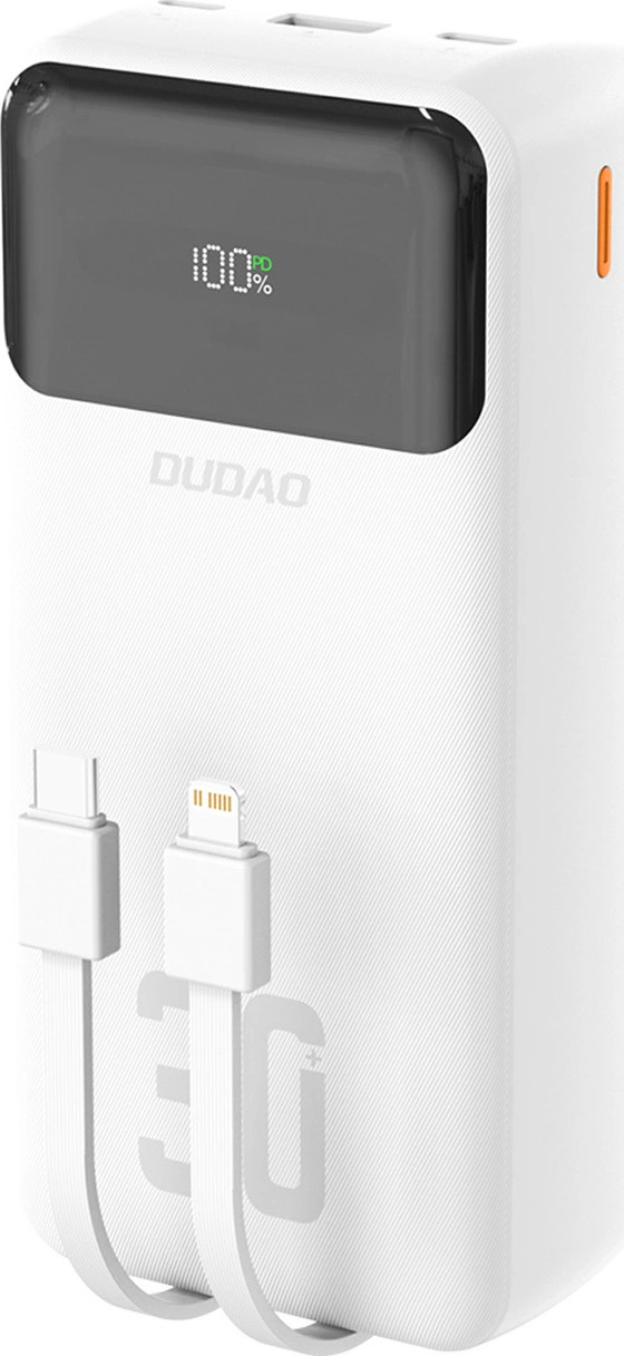 Powerbanka Dudao K15MAX 30000mAh PD 22,5W s vestavěnými kabely - bílá