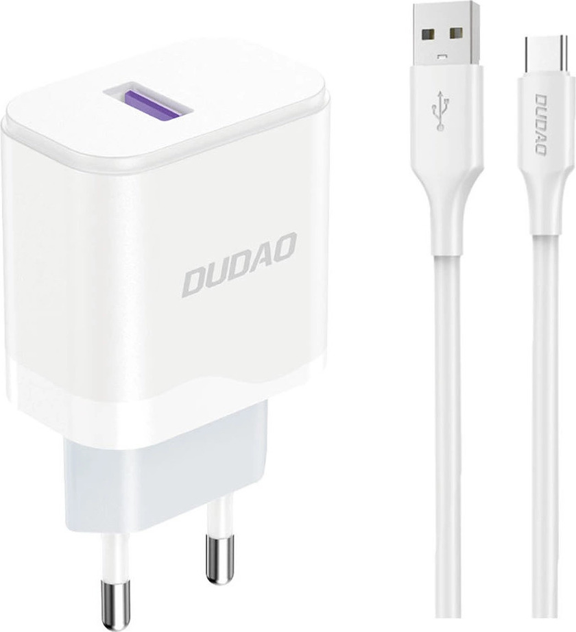 Dudao A20EU USB-A 18W nabíječka do zásuvky - bílá + kabel USB-A - USB-C