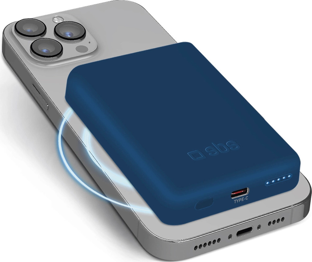 Powerbanka SBS TEBB5000MAG1CB 5000 mAh kompatibilní s MagSafe - modrá