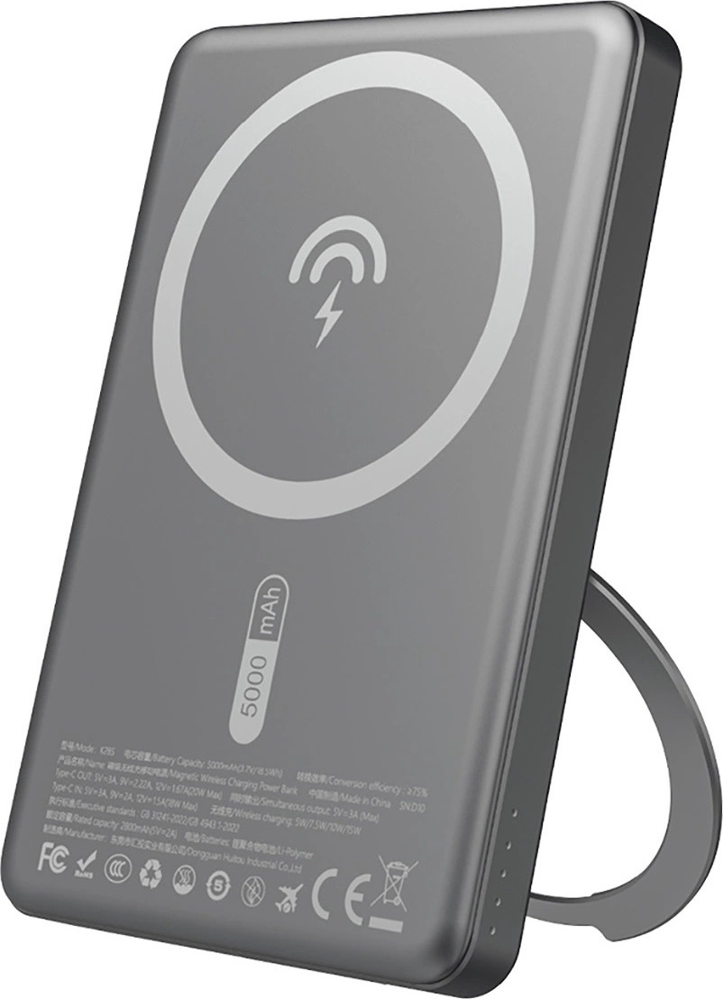 Powerbanka Dudao K28S 20W PD 5000mAh s MagSafe a stojánkem - šedá