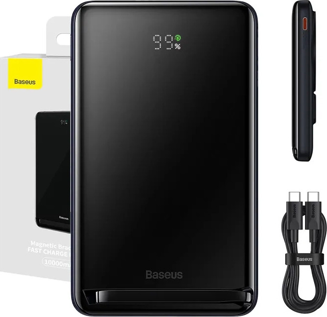 Baseus Magnetic Bracket Powerbank 10000mAh 20W with MagSafe - Dark Blue + USB-C Cable 60W 0.5m