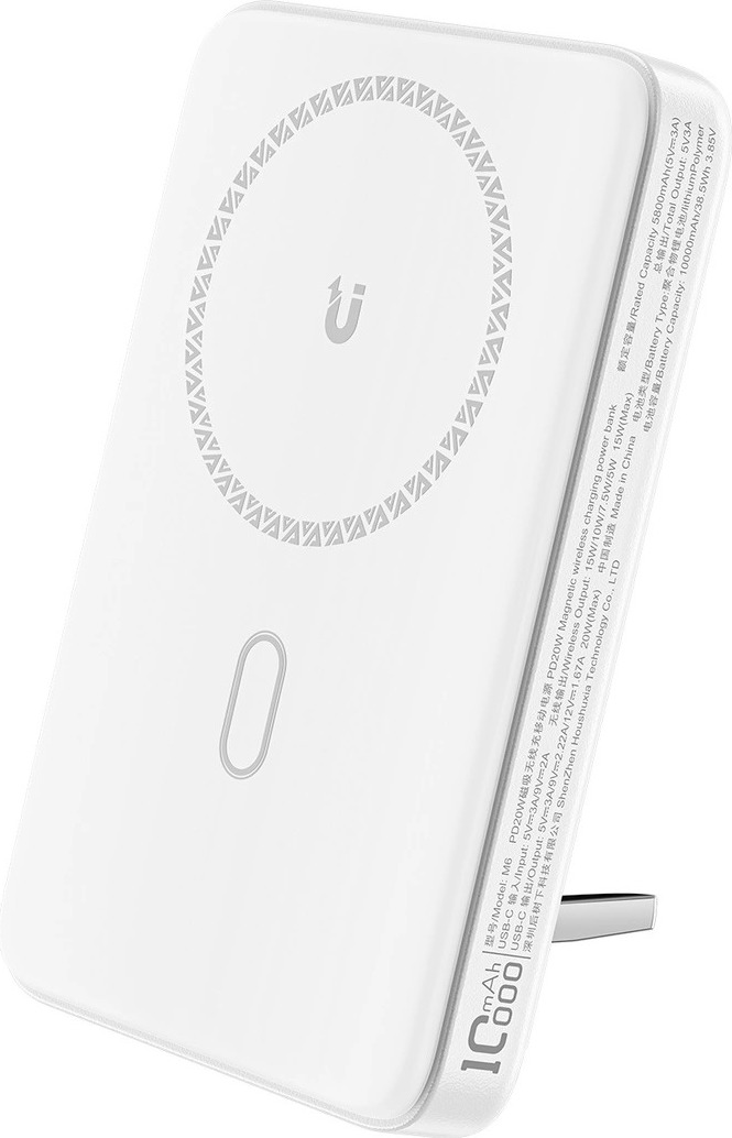 Acefast M6 PD 20W 10000mAh indukční powerbanka + kabel - bílá