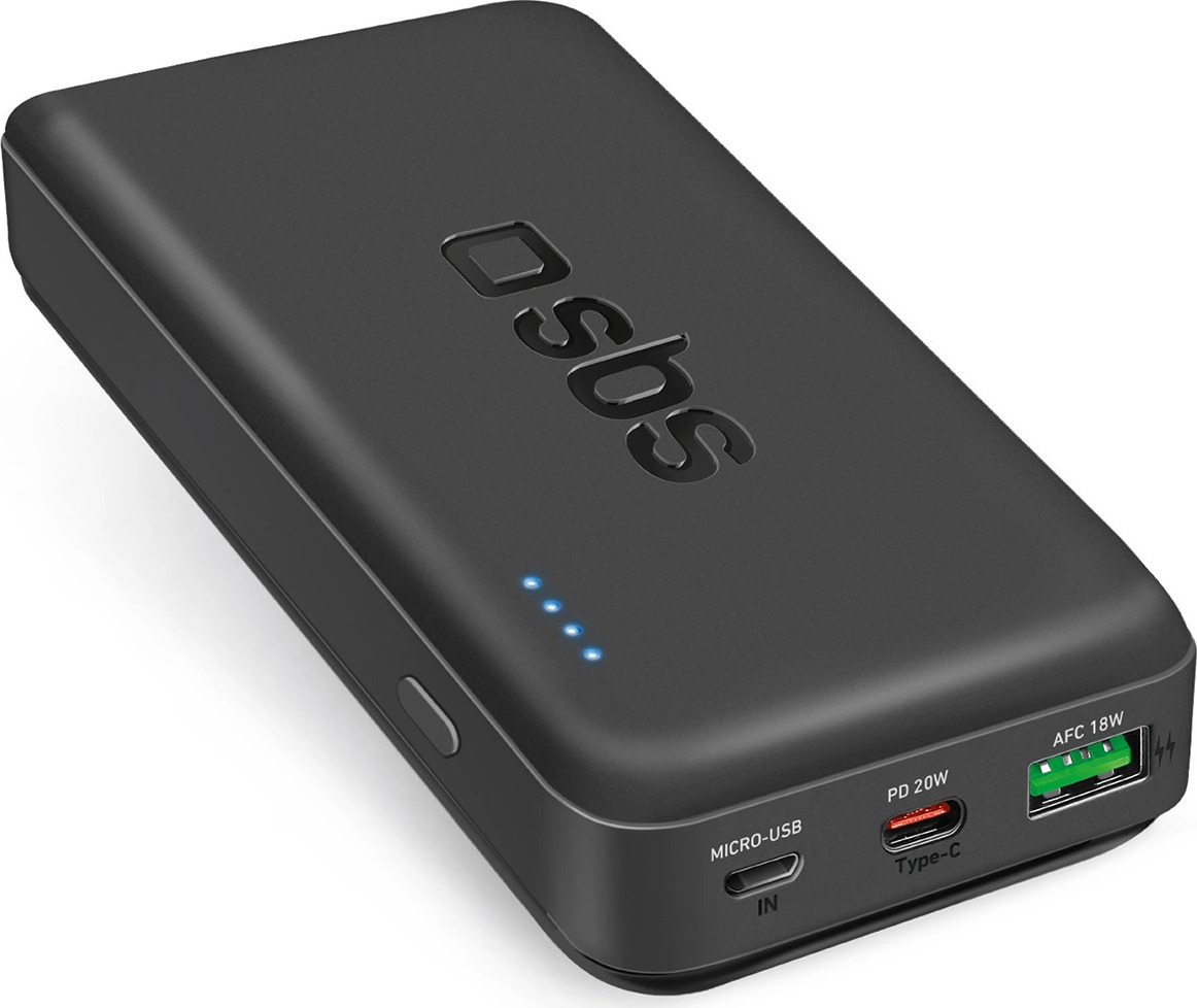 Powerbanka SBS TTBB20000PD20K 20000 mAh 20W PD USB-C, USB-A, Micro-USB - černá