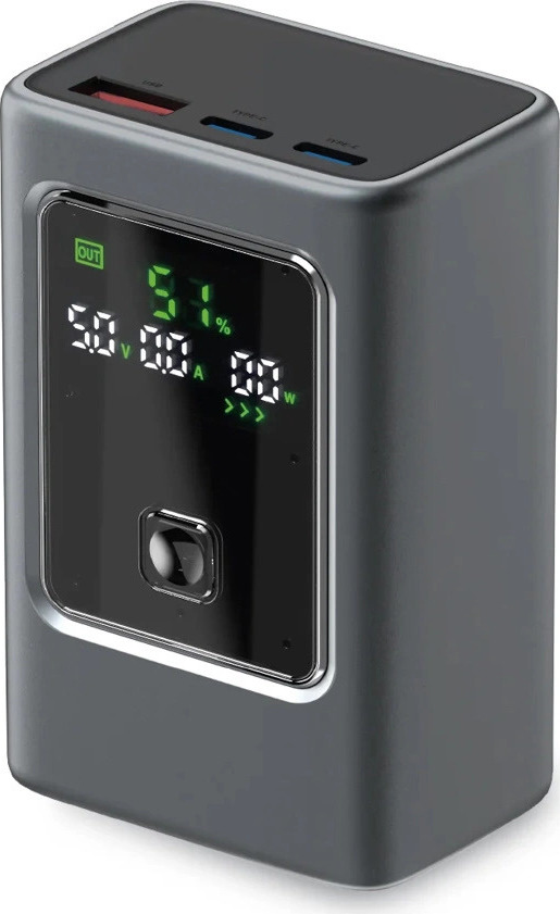 Powerbanka SBS 10000mAh PD 35W s LCD displejem - šedá